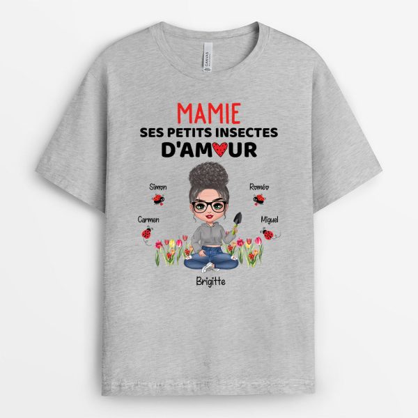 Mamie Et Ses Petits Insectes D’amour – Cadeau Personnalise  T-shirt pour MamanMamie