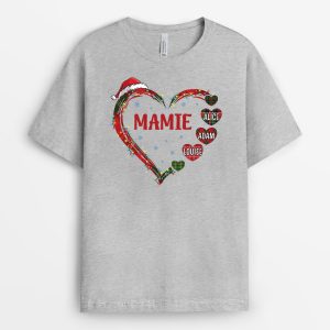 Mamie Noel Personnalise Cadeau Personnalise T shirt pour Noel 2