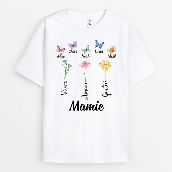 Mamie Papillons Elegants – Cadeau Personnalise  T-shirt pour Mamie