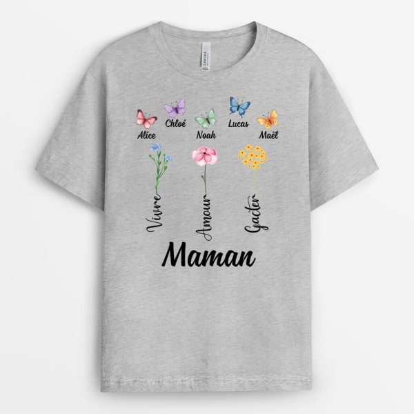 Mamie Papillons Elegants – Cadeau Personnalise  T-shirt pour Mamie