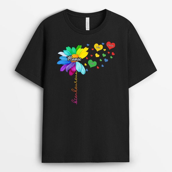 Mamie, Pissenlit Colore – Cadeau Personnalise  T-shirt pour MamanMamie