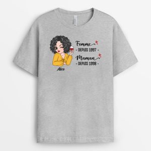 Mari�e Maman Mamie Depuis – Cadeau Personnalise T-shirt pour Maman Mari�e Maman Mamie Depuis – Cadeau Personnalise T-shirt pour Maman