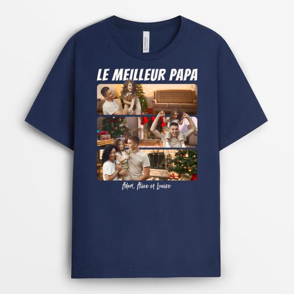 Meilleur Papa De Tous Les Temps Version Noel Avec Photo – Cadeau Personnalise  T-shirt pour Noel