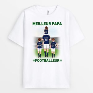 Meilleur Papa Footballeur – Cadeau Personnalise  T-shirt pour Papa Papy