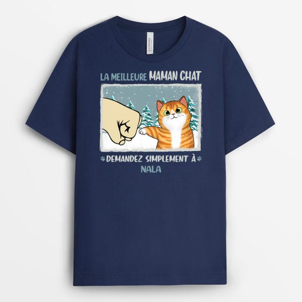 Meilleure Maman Chat Papa Chat Demandez Simplement a Milo – Cadeau Personnalise  T-shirt pour Noel