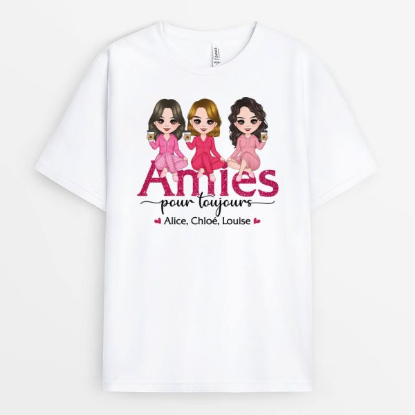 Meilleures Amies Pour Toujours Rose – Cadeau Personnalise  T-shirt pour Meilleure Amie