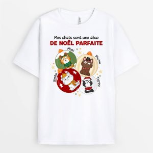 Mes Chats Sont Une Dco De Noel Parfaite Cadeau Personnalise T shirt pour Noel 1