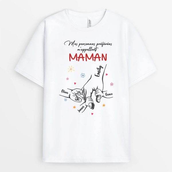 Mes Personnes Preferees M’Appellent Mamie – Cadeau Personnalise  T-shirt pour Mamie