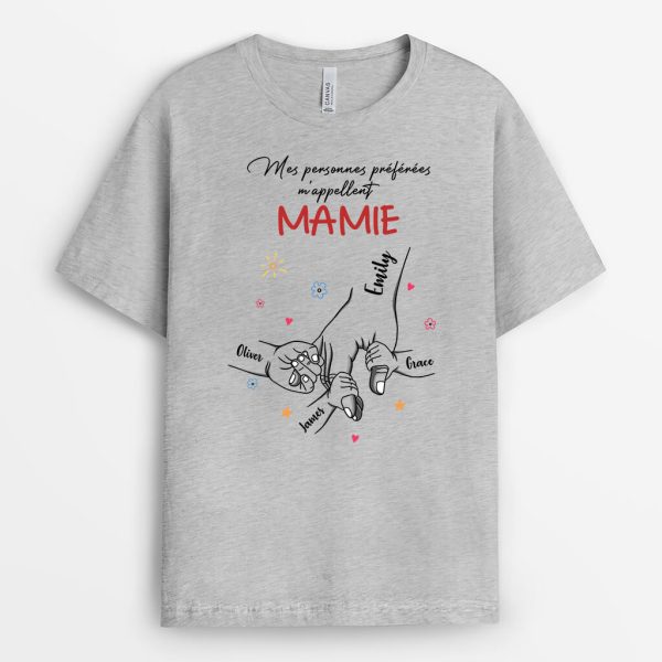 Mes Personnes Preferees M’Appellent Mamie – Cadeau Personnalise  T-shirt pour Mamie