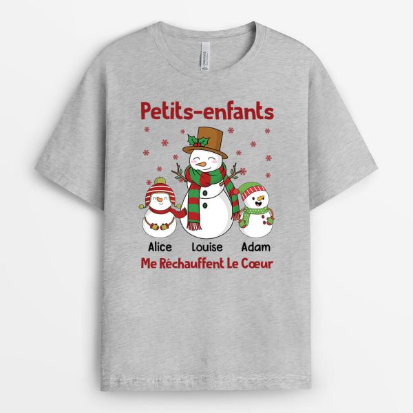 Mes Petits-Enfants Rechauffent Mon Coeur – Cadeau Personnalise  T-shirt pour Grands-Parents