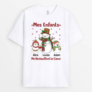 Mes Petits-Enfants Rechauffent Mon Coeur – Cadeau Personnalise  T-shirt pour Grands-Parents