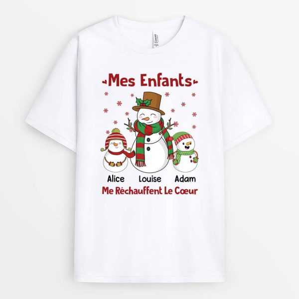 Mes Petits-Enfants Rechauffent Mon Coeur – Cadeau Personnalise  T-shirt pour Grands-Parents