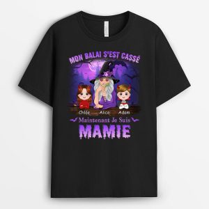 Mon Balai Sest Casse Maintenant Je Suis Grand Mere Cadeau Personnalise T shirt pour Halloween 1