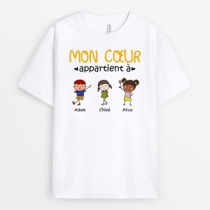 Mon Coeur Appartient A – Cadeau Personnalise T-shirt pour Papa Papy Maman Mamie Mon Coeur Appartient A – Cadeau Personnalise T-shirt pour Papa Papy Maman Mamie