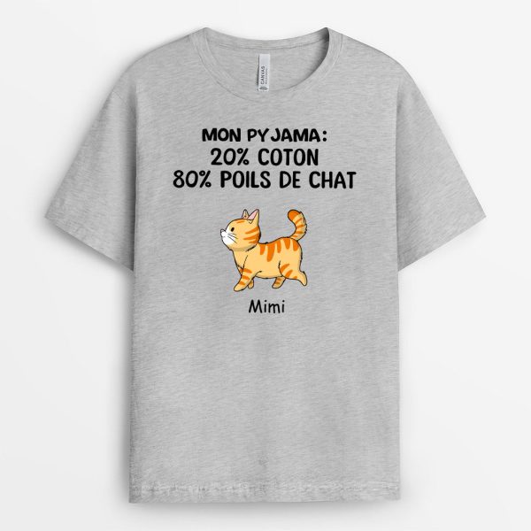 Mon Pyjama – Cadeau Personnalise  T-shirt pour Amoureux des Chats