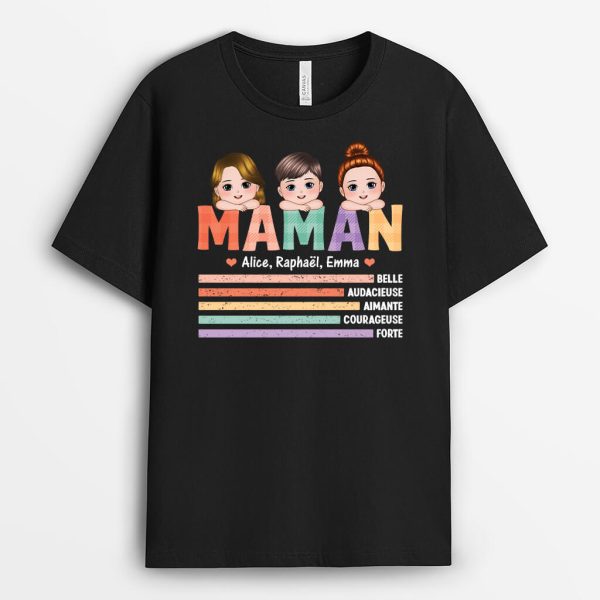 Mots Pour Decrire Maman – Cadeau Personnalise  T-shirt pour Maman