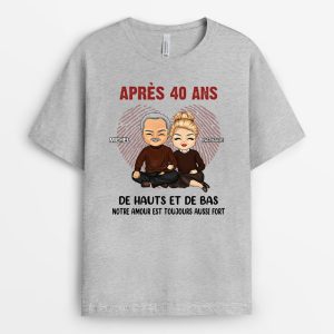 Notre Amour Toujours Aussi Fort – Cadeau Personnalise  T-shirt pour CouplesAmoureux