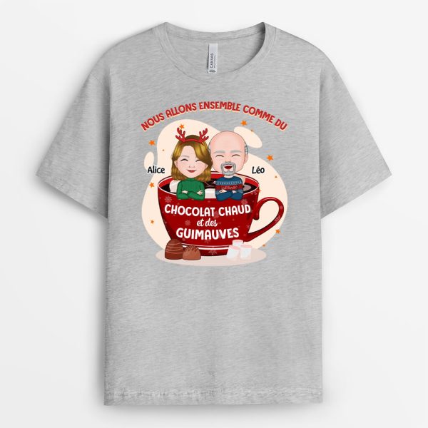 Nous Allons Ensemble Comme Du Chocolat Chaud Et Des Guimauves – Cadeau Personnalise  T-shirt pour Noel