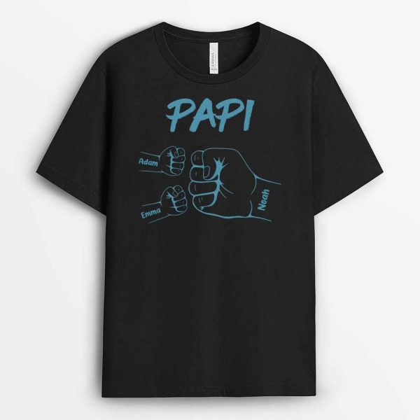 Papa Bosse De Poing Bleu – Cadeau Personnalise  T-shirt pour Papa