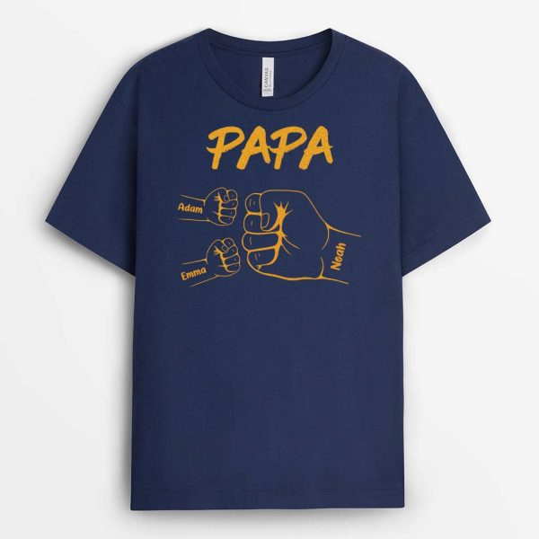 Papa Bosse De Poing Bleu – Cadeau Personnalise  T-shirt pour Papa