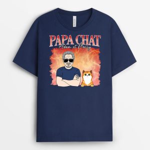 Papa Chat Avec Foudre – Cadeau Personnalise  T-shirt pour Amoureux des Animaux Papa Chat Avec Foudre – Cadeau Personnalise  T-shirt pour Amoureux des Animaux