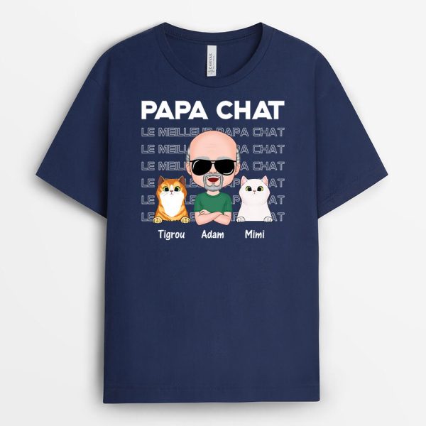 Papa Chat – Cadeau Personnalise – T-shirt Pour les Amoureux Chats