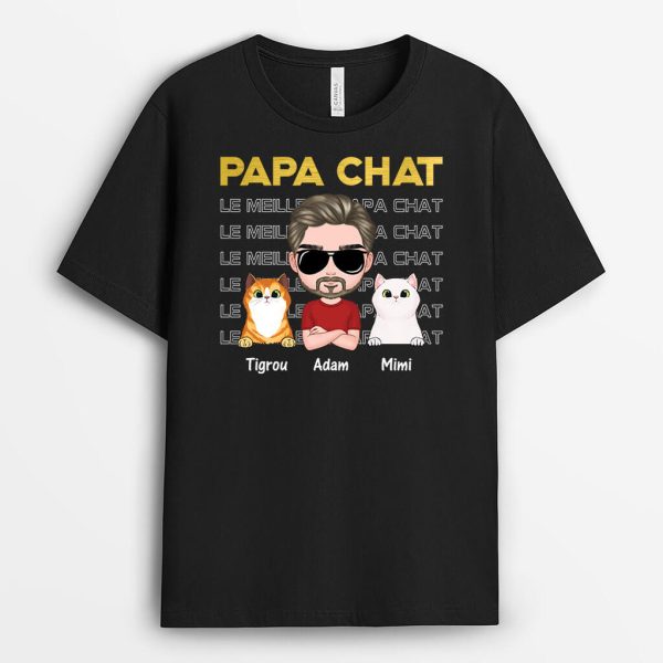 Papa Chat – Cadeau Personnalise – T-shirt Pour les Amoureux Chats