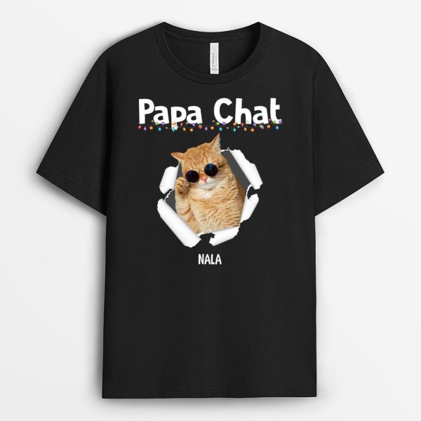 Papa Chat Maman Chat Branche A Noel – Cadeau Personnalise  T-shirt pour Noel