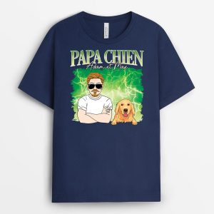 Papa Chien Avec Foudre – Cadeau Personnalise  T-shirt pour Amoureux des Animaux Papa Chien Avec Foudre – Cadeau Personnalise  T-shirt pour Amoureux des Animaux
