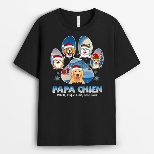 Papa Chien Noel – Cadeau Personnalise  T-shirt pour Noel