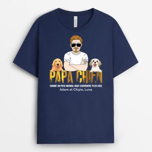 Papa Chien Noir Cadeau Personnalise T shirt pour Homme 1