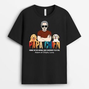 Papa Chien Noir Cadeau Personnalise T shirt pour Homme 2