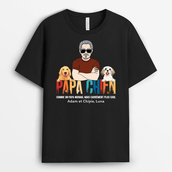 Papa Chien Noir – Cadeau Personnalise  T-shirt pour Homme