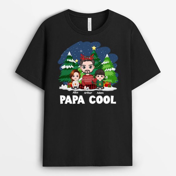 Papa Cool  Cadeau Personnalise  T-shirt pour Noel