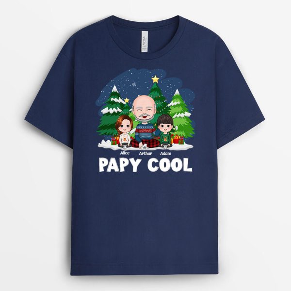 Papa Cool  Cadeau Personnalise  T-shirt pour Noel