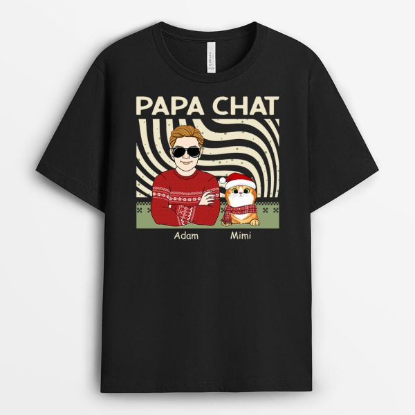 Papa De Chat Noel – Cadeau Personnalise  T-shirt pour Noel