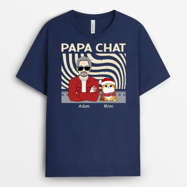 Papa De Chat Noel – Cadeau Personnalise  T-shirt pour Noel