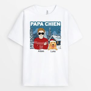 Papa De Chien Version Noel – Cadeau Personnalise  T-shirt pour Noel Papa De Chien Version Noel – Cadeau Personnalise  T-shirt pour Noel