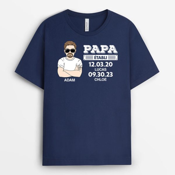 Papa Etabli – Cadeau Personnalise  T-shirt pour Papa