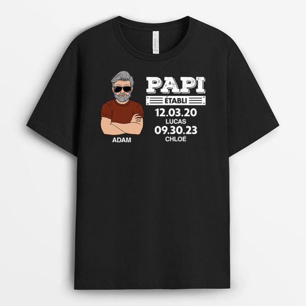 Papa Etabli – Cadeau Personnalise  T-shirt pour Papa