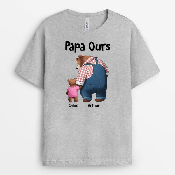 Papa Ours Avec L_Enfant – Cadeau Personnalise  T-shirt pour Papa