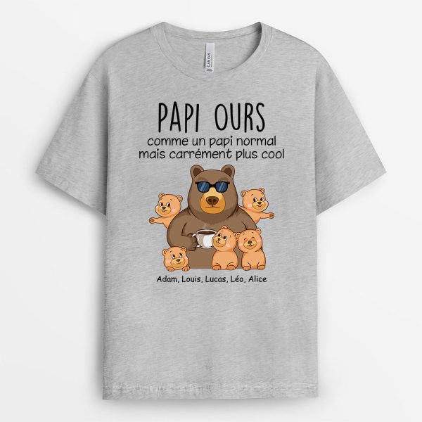 Papa Ours – Cadeau Personnalise  T-shirt pour Papa Papi