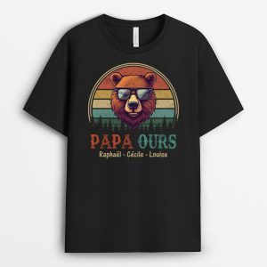 Papa Ours Colore – Cadeau Personnalise  T-shirt pour Papa Papa Ours Colore – Cadeau Personnalise  T-shirt pour Papa