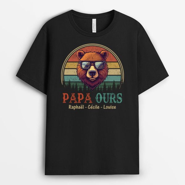 Papa Ours Colore – Cadeau Personnalise  T-shirt pour Papa