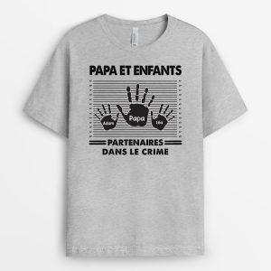 Papa Papi Enfants Partenaires Dans Le Crime – Cadeau Personnalise  T-shirt pour PapaPapi Papa Papi Enfants Partenaires Dans Le Crime – Cadeau Personnalise  T-shirt pour PapaPapi
