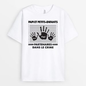 Papa Papi Enfants Partenaires Dans Le Crime – Cadeau Personnalise  T-shirt pour PapaPapi Papa Papi Enfants Partenaires Dans Le Crime – Cadeau Personnalise  T-shirt pour PapaPapi