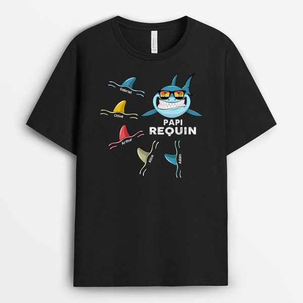 Papa Papi Requin – Cadeau Personnalise  T-shirt pour PapaPapi