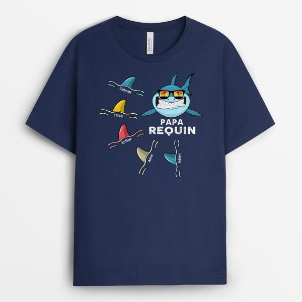 Papa Papi Requin – Cadeau Personnalise  T-shirt pour PapaPapi