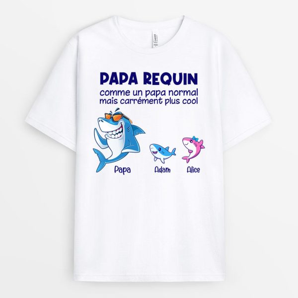 Papa Requin – Cadeau Personnalise  T-shirt pour PapaPapi