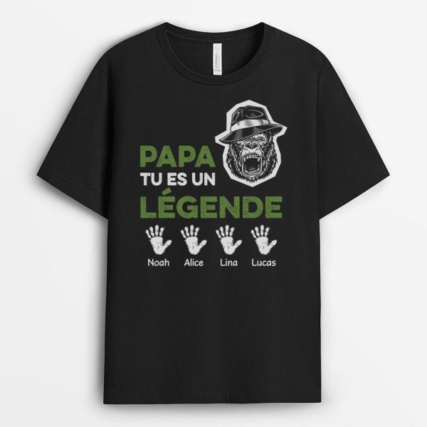 Papa Tu Es Un Legende – Cadeau Personnalise  T-shirt pour Papa